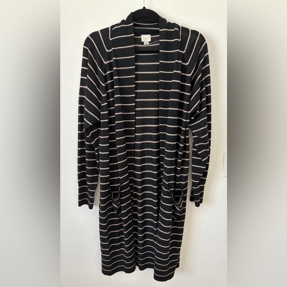NWOT A New Day Black and White Knit Long Cardigan Sweater Size XL